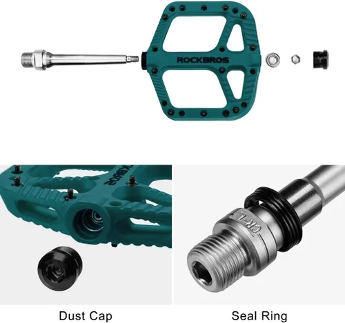 Miniatura 4 de ROCKBROS Pedales de bicicleta de montaña Rodamiento compuesto de nylon 9/16 "MTB Pedales de bicicleta con plataforma plana ancha azul