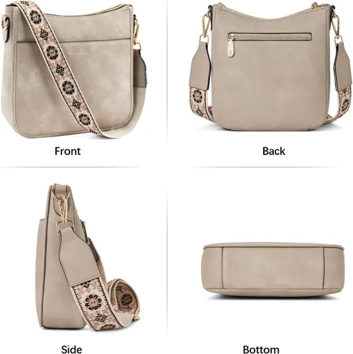 Miniatura 7 de BOSTANTEN - Bolsos bandolera para mujer, de cuero vegano moderno, estilo hobo, con correa ancha para el hombro