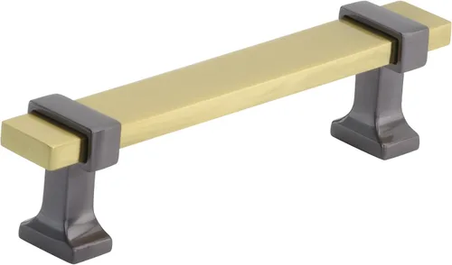 Miniatura 22 de Amerock Mango de gabinete Cromo negro/Oro cepillado 3-3/4 pulgadas (96 mm) de centro a centro Overton paquete de 1 unidad Jaladera