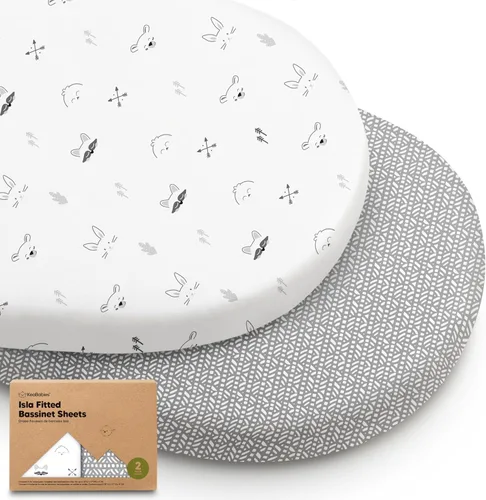 Miniatura 14 de Paquete de 2 sábanas de moisés para bebé niña y niño - 33x17 viscosa derivada de bambú, sábanas ajustables para colchón de moisés junto a la cama