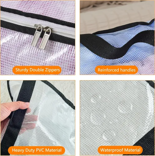 Miniatura 7 de MKOKYD Bolsas de almacenamiento transparentes de 40 L para mantas, ropa, edredón, ropa de cama, sábanas, almohadas - organizadores de armario
