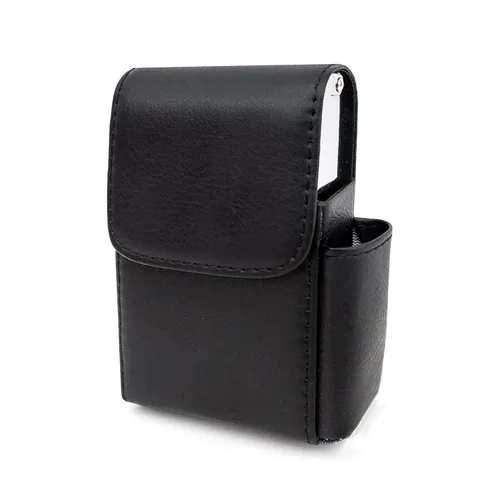 Miniatura 8 de Boshiho Caja de cigarrillos de cuero PU con encendedor titular bolsa de tabaco el mejor regalo para hombres mujeres (negro)
