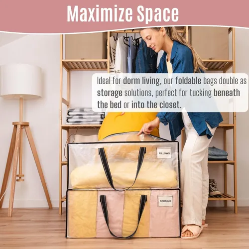 Miniatura 5 de VENO Paquete de 4 bolsas de mudanza resistentes, bolsas de embalaje transparentes para una fácil visibilidad, alternativa a las cajas de mudanza