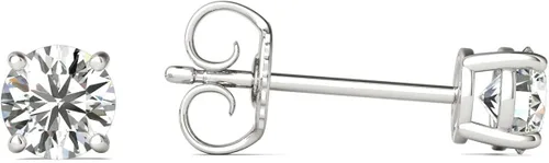 Miniatura 2 de Vaarya Aretes de tuerca de oro blanco hipoalergénico de 12 quilates con certificación GHSI2-I1 AGS de 14 quilates, Oro blanco, diamante