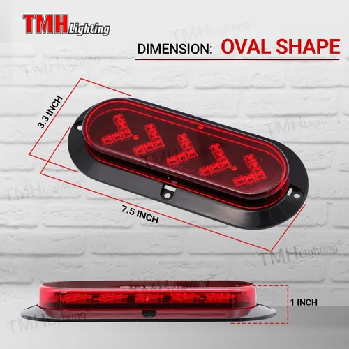 Miniatura 2 de TMH (Paquete de 2) Luces LED de Cola de Flecha Roja de 6 Pulgadas Ovaladas con 25 LED, Señal de Giro Montadas en Superficie, Compatibles con Rojo