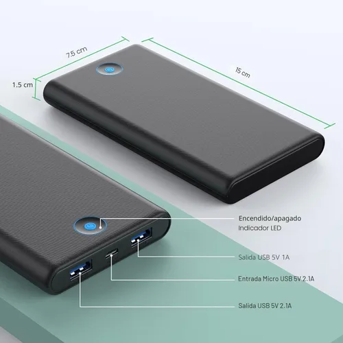 Miniatura 4 de [Paquete de 2] Cargador portátil de 20000 mAh, batería de carga rápida ultradelgada con salidas USB duales, cargador de teléfono portátil esencial