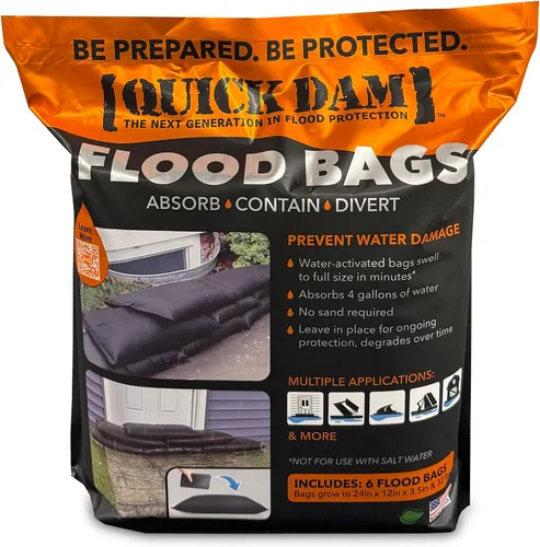 Bolsas de inundación activadas por agua Quick Dam, 1 pie x 2 pies, paquete de 6.