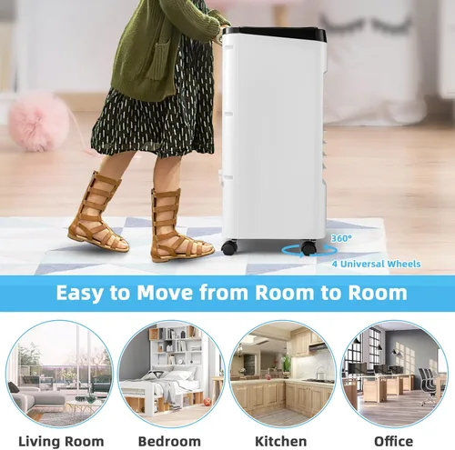 Miniatura 8 de COSTWAY Enfriador de aire evaporativo, 3 en 1 portátil, silencioso y humidificador con control remoto, 4 modos, oscilación de 70°, temporizador