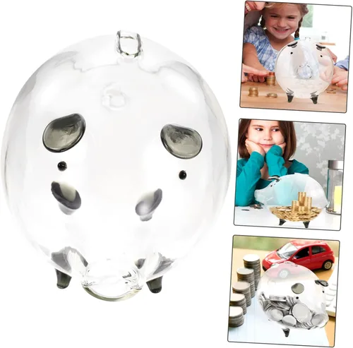Miniatura 8 de Caja de dinero de cristal, hucha para niños y niñas, alcancía en forma de cerdo