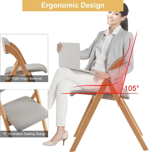 Miniatura 4 de Karl home Sillas de comedor plegables, juego de 2 sillas de comedor apilables, sillas plegables portátiles con cojín para invitados, ideal