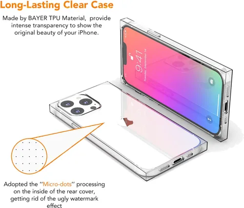 Miniatura 3 de Funda transparente con borde rectangular compatible con iPhone12 Pro Max de 6.7 pulgadas, cubierta transparente HD con esquinas mejoradas, cojín