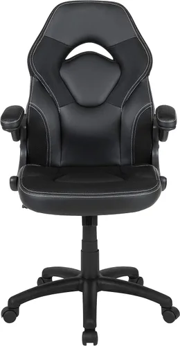Miniatura 7 de Flash Furniture X10 LeatherSoft - Silla de juegos con respaldo alto estilo carreras con brazos abatibles, silla giratoria ergonómica acolchada