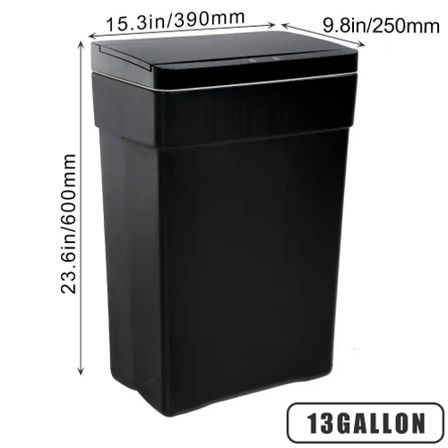 Miniatura 8 de BestOffice Bote de basura automático de 13 galones para cocina, sin contacto, de alta capacidad, con tapa, para dormitorio, baño, hogar, oficina, 50