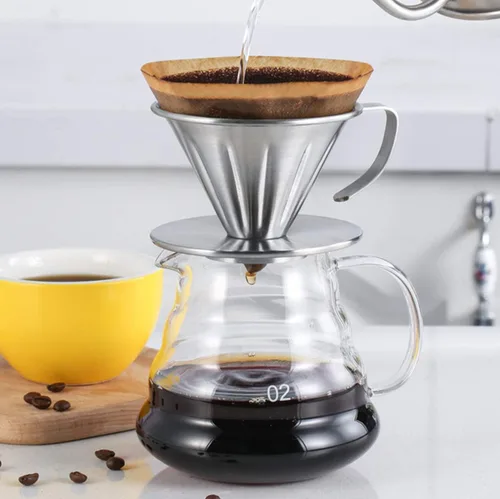 Miniatura 8 de MERMOO YILAN Gotero de café duradero para filtro de metal, gotero de agujero grande para el hogar, oficina, caravana, campamento, viajes (L)