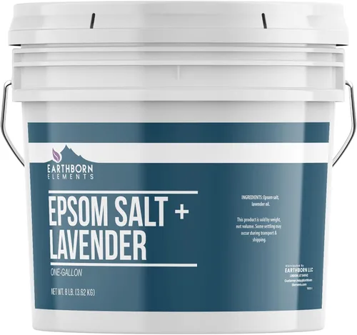 Earthborn Elements Sal de Epsom de Lavanda, Infundida con Aceite Esencial, Siempre Pura (1 Galón)