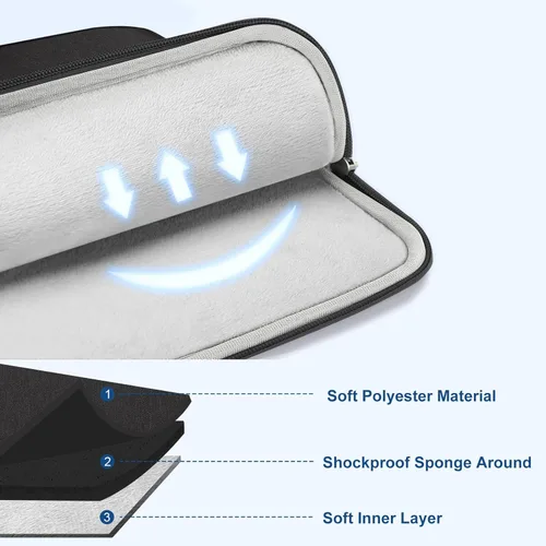 Miniatura 3 de MOSISO Funda vertical de poliéster con bolsillo para laptop de 11.6 a 12.3 pulgadas, para computadora MacBook Air 11.6, Acer, HP, Dell, Lenovo, Negro