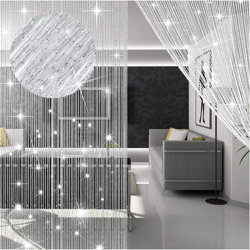 Miniatura 8 de WILLBOND 4 piezas de cortinas de cadena con flecos de purpurina para ventana de 79 x 39 pulgadas, tira divisora para puerta, borla para boda, sala
