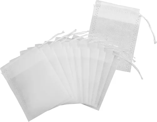 100 bolsas de té sueltas desechables de té de hojas vacías con cuerda, bolsa de té rellenable para café y especias, 3.15 x 2.4 pulgadas