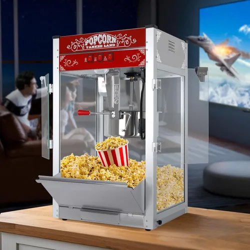 Miniatura 9 de Máquina comercial de palomitas de maíz de 16 onzas, 1440 W de acero inoxidable estilo teatro, hace 80 tazas, control de 3 interruptores, puertas