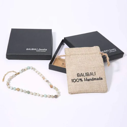Miniatura 7 de BALIBALI Gargantilla con cuentas de piedra semipreciosa, chapado en oro de 14 quilates, piedra natural, collar de doble hebra, collares cortos