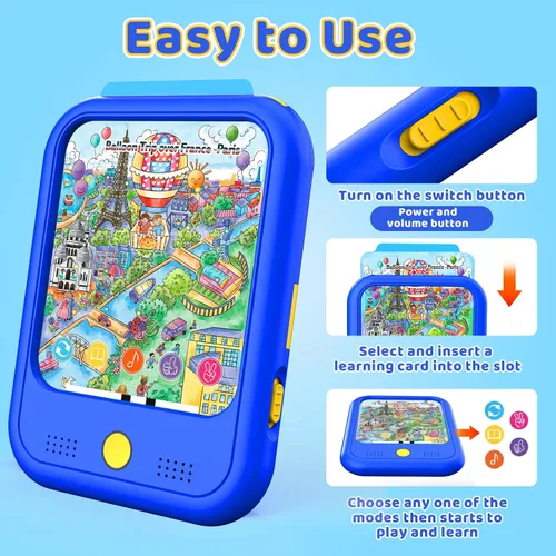 Miniatura 6 de Tableta de aprendizaje bilingüe para niños, juguetes educativos Montessori de aprendizaje para niños de 2 a 5 años, con más de 2000 palabras