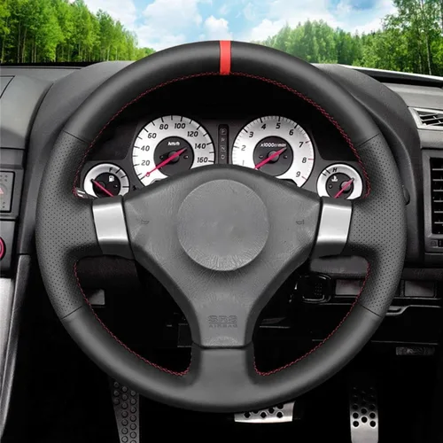 Miniatura 2 de Ajuste para Nissan Skyline R34 GTR GT-R 1998-2001,Cubierta del volante del coche,Cubierta del volante de cuero cosido a mano del coche,Piezas