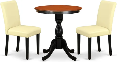 Miniatura 18 de East West Furniture ESAB3-BCH-06 - Juego de mesa de cocina de 3 piezas contiene una mesa de comedor redonda con pedestal y 2 sillas de comedor