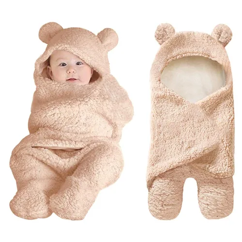 XMWEALTHY Lindas mantas de felpa para envolver bebés recién nacidos niños y niñas, color marrón
