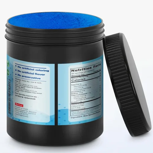 Miniatura 2 de Blue Spirulina en polvo de 2.16 onzas, 60 porciones de colorante azul natural para hornear, bebidas y batidos, suplemento superalimenticio de Azul