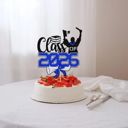 Miniatura 6 de Gold Class of 2025 - Decoración para tartas de graduación con purpurina para la clase de 2025, suministros de fiesta de graduación – Graduados