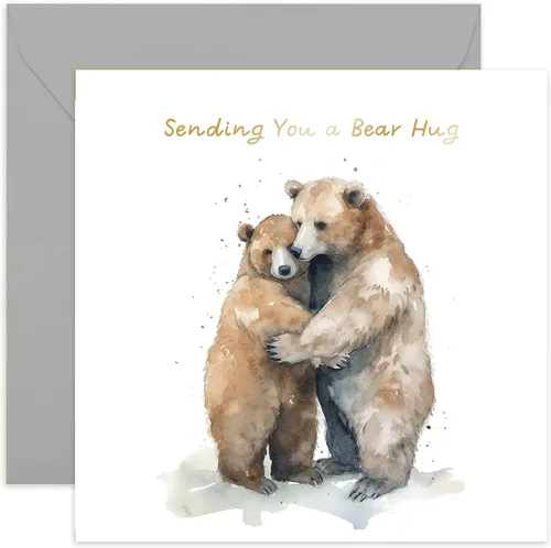 Old English Co. - Tarjeta de acuarela con diseño de oso de acuarela para él o ella, tarjeta de Miss You para amigos y familia, con texto en inglés