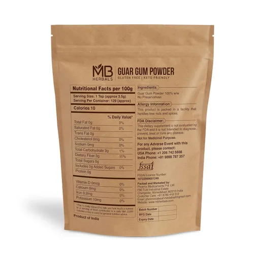 Miniatura 2 de MB Herbals Goma de guar en polvo 1 lb / 16 oz (454g) Agente espesante sin gluten para sopas, salsas, curries helados