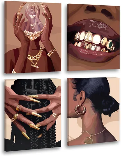 Miniatura 9 de Lienzo enmarcado para pared, póster motivacional de niña negra, pintura artística de niña afroamericana, arte de pared inspirador de niña negra