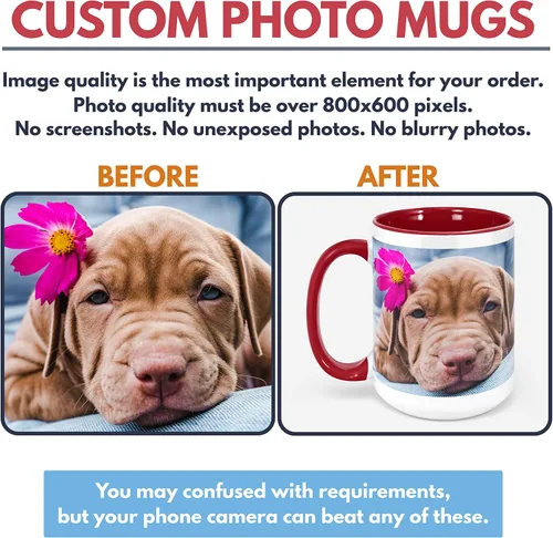Miniatura 2 de Taza de café personalizada con foto, roja, 11 oz o 15 oz - Taza personalizada con imagen, texto, nombre - Regalos con foto, taza personalizada, Rojo