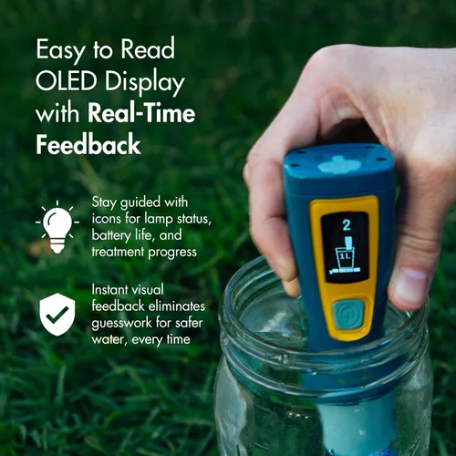 Miniatura 4 de SteriPen Purificador de agua ultra UV, recargable por USB, pantalla OLED de alto contraste, trata hasta 8,000 litros, senderismo, camping, viajes