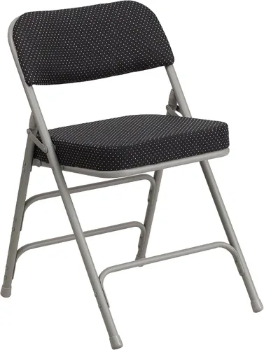 Flash Furniture Hercules Series Premium - Silla plegable de metal con triple refuerzo y doble bisagra de tela negra