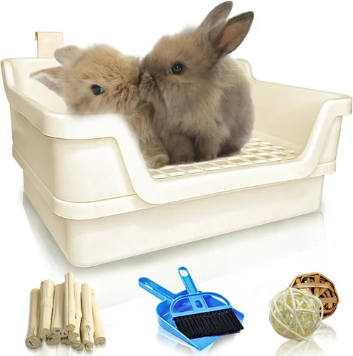 Miniatura 11 de Hamiledyi Caja de arena extra grande para conejos, inodoro de esquina para mascotas, entrenador de orinal para animales pequeños, bandeja de arena