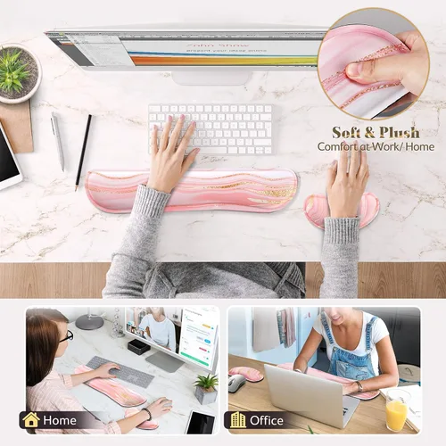 Miniatura 7 de Gimars Juego Mejorado Ampliado de Almohadilla de Apoyo para Muñeca de Teclado de Espuma Viscoelástica de Gel, Diseño Ergonómico Cómodo