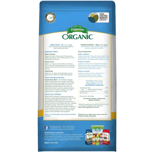Miniatura 2 de Espoma Fertilizante orgánico de harina ósea 4-12-0. Fuente de alimento vegetal 100% natural de nitrógeno y fósforo para jardinería orgánica. Para