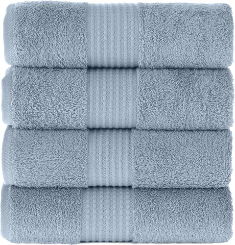 Miniatura 14 de MAURA Basics - Toallas de baño de 100 % algodón turco con bucles de gancho. Juego de toallas de felpa absorbentes de lujo extra grandes para baño
