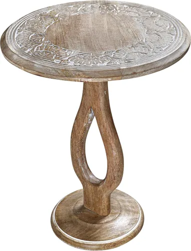 Miniatura 11 de Mesa de café de madera, mesa auxiliar con pilar individual, mesa pequeña, mesita de noche, mesa lateral, mesa de cabecera, mesa lateral de sala