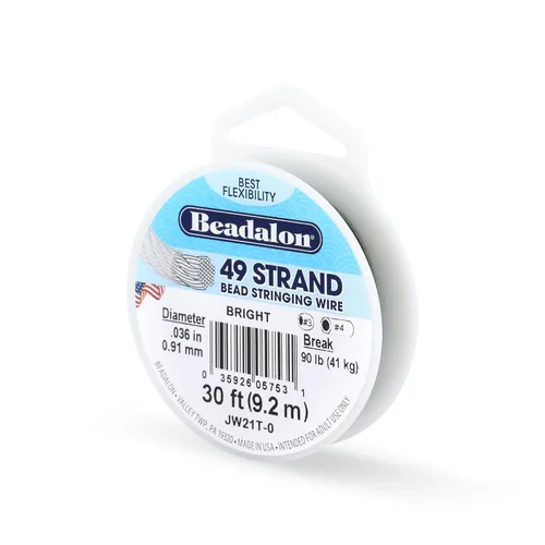 Miniatura 28 de Beadalon Alambre de cuerda de cuentas de acero inoxidable de 49 hebras, 0.024 pulgadas / 0.024 in, oro satinado, 30 pies / 30.2 ft Dorado satinado
