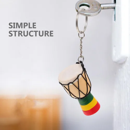 Miniatura 6 de Ciieeo Juego de 3 llaveros de tambor africano, mini llaveros de tambor Djembe de madera maciza, adornos artesanales, recuerdos para viajes