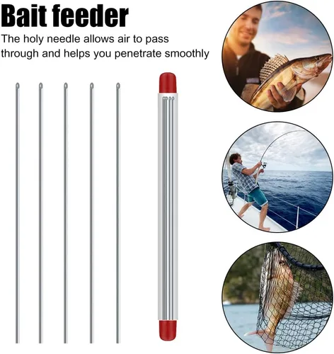 Miniatura 7 de Aguja de enganche de lombriz de tierra hueca portátil de acero inoxidable gusano de pesca penetrante cebo superior perforador de aguja de carpa, 5