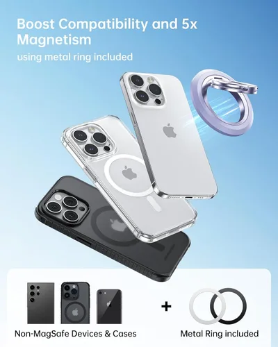 Miniatura 6 de SYNCWIRE Soporte magnético mejorado para anillo de teléfono MagSafe y MagSafe - [rotación de 360°] Soporte magnético para teléfono para automóvil