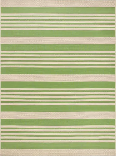 Miniatura 3 de SAFAVIEH Courtyard Collection - Alfombra decorativa, 2.3 x 5 pies, beige y verde oscuro, para interior/exterior, resistente a la intemperie