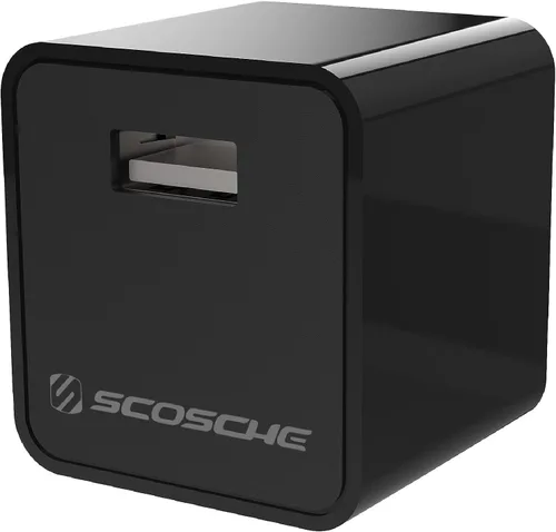 Scosche HA12-RP SuperCube - Cargador de pared portátil de 12 W para todos los dispositivos USB, teléfono celular, tableta, cargador de viaje, color