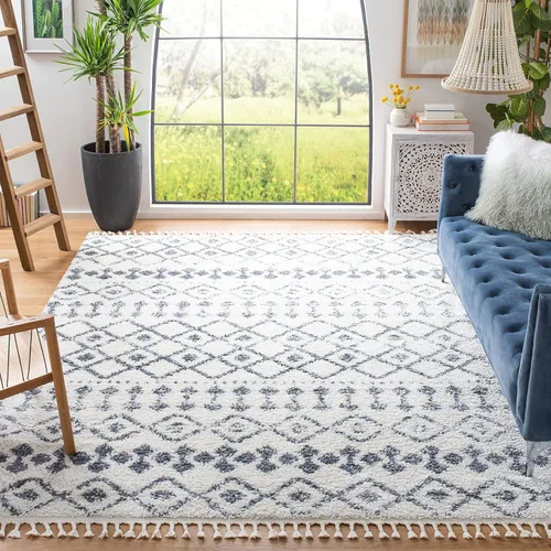 SAFAVIEH Berber Fringe Shag Collection - Alfombra cuadrada, 9 pies, diseño marroquí, no desprende pelusa y de fácil cuidado, 1.2 pulgadas de grosor,