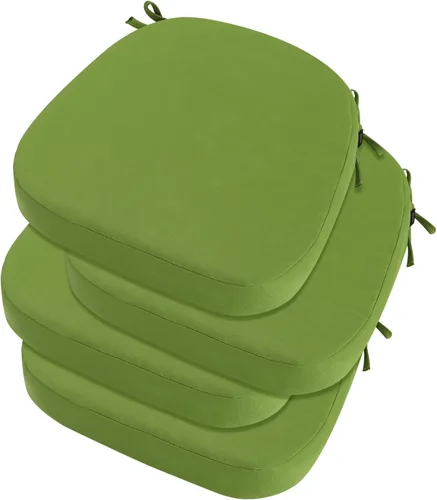Miniatura 25 de idee-home Juego de 2 cojines para sillas de exterior, 17 x 17 pulgadas de grosor, en forma de D, cojines de asiento impermeables con lazos