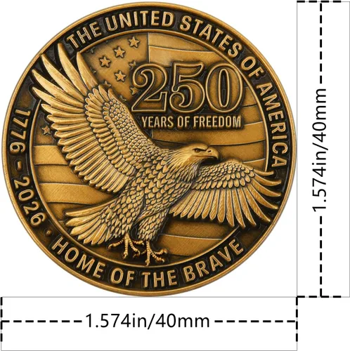 Miniatura 3 de Moneda conmemorativa de aleación de zinc del 250 aniversario de Estados Unidos - Estados Unidos de América Liberty & Courage 1776-2026